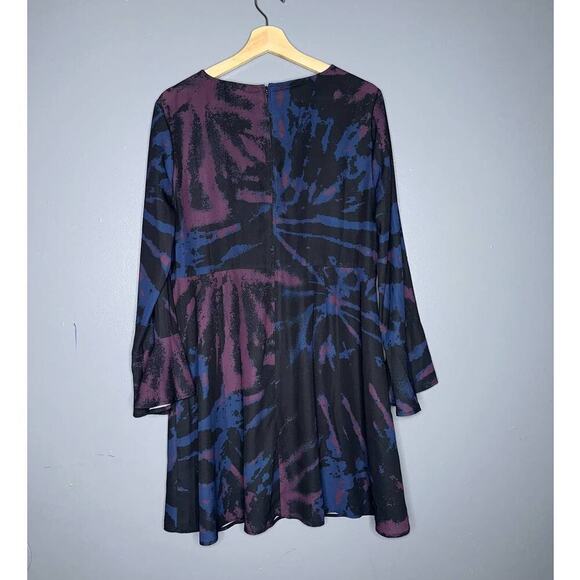 ModCloth Flared Long Sleeve Sheath Mini Dress Abstract Pattern Size Large Purple - Picture 7 of 8